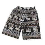 Maxbell Summer Beach Shorts for Women Men Boho Clothes Thailand Elephant Short Pants Brown