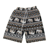 Maxbell Summer Beach Shorts for Women Men Boho Clothes Thailand Elephant Short Pants Brown