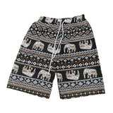 Maxbell Summer Beach Shorts for Women Men Boho Clothes Thailand Elephant Short Pants Brown