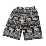 Maxbell Summer Beach Shorts for Women Men Boho Clothes Thailand Elephant Short Pants Brown
