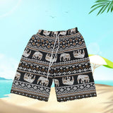 Maxbell Summer Beach Shorts for Women Men Boho Clothes Thailand Elephant Short Pants Brown