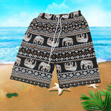 Maxbell Summer Beach Shorts for Women Men Boho Clothes Thailand Elephant Short Pants Brown