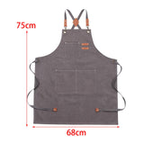 Maxbell Canvas Apron with Pockets Cross Back Bib Apron for Painting Work Shop Baking Gray
