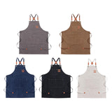 Maxbell Canvas Apron with Pockets Cross Back Bib Apron for Painting Work Shop Baking Gray