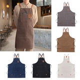Maxbell Canvas Apron with Pockets Cross Back Bib Apron for Painting Work Shop Baking Gray