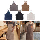 Maxbell Canvas Apron with Pockets Cross Back Bib Apron for Painting Work Shop Baking Gray