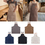 Maxbell Canvas Apron with Pockets Cross Back Bib Apron for Painting Work Shop Baking Gray