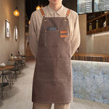 Maxbell Canvas Apron with Pockets Cross Back Bib Apron for Painting Work Shop Baking Gray