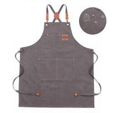 Maxbell Canvas Apron with Pockets Cross Back Bib Apron for Painting Work Shop Baking Gray