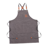 Maxbell Canvas Apron with Pockets Cross Back Bib Apron for Painting Work Shop Baking Gray
