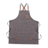 Maxbell Canvas Apron with Pockets Cross Back Bib Apron for Painting Work Shop Baking Gray