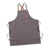 Maxbell Canvas Apron with Pockets Cross Back Bib Apron for Painting Work Shop Baking Gray