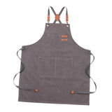 Maxbell Canvas Apron with Pockets Cross Back Bib Apron for Painting Work Shop Baking Gray