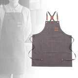 Maxbell Canvas Apron with Pockets Cross Back Bib Apron for Painting Work Shop Baking Gray