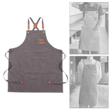 Maxbell Canvas Apron with Pockets Cross Back Bib Apron for Painting Work Shop Baking Gray