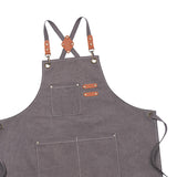 Maxbell Canvas Apron with Pockets Cross Back Bib Apron for Painting Work Shop Baking Gray