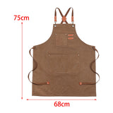 Maxbell Canvas Apron with Pockets Cross Back Bib Apron for Painting Work Shop Baking Brown