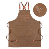 Maxbell Canvas Apron with Pockets Cross Back Bib Apron for Painting Work Shop Baking Brown