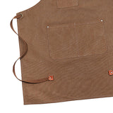 Maxbell Canvas Apron with Pockets Cross Back Bib Apron for Painting Work Shop Baking Brown