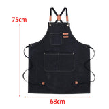 Maxbell Canvas Apron with Pockets Cross Back Bib Apron for Painting Work Shop Baking Black
