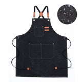 Maxbell Canvas Apron with Pockets Cross Back Bib Apron for Painting Work Shop Baking Black