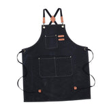 Maxbell Canvas Apron with Pockets Cross Back Bib Apron for Painting Work Shop Baking Black