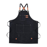 Maxbell Canvas Apron with Pockets Cross Back Bib Apron for Painting Work Shop Baking Black