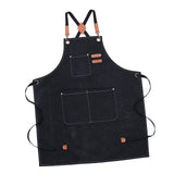 Maxbell Canvas Apron with Pockets Cross Back Bib Apron for Painting Work Shop Baking Black
