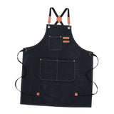 Maxbell Canvas Apron with Pockets Cross Back Bib Apron for Painting Work Shop Baking Black