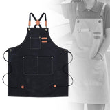 Maxbell Canvas Apron with Pockets Cross Back Bib Apron for Painting Work Shop Baking Black