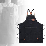 Maxbell Canvas Apron with Pockets Cross Back Bib Apron for Painting Work Shop Baking Black