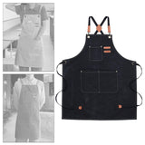 Maxbell Canvas Apron with Pockets Cross Back Bib Apron for Painting Work Shop Baking Black