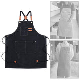 Maxbell Canvas Apron with Pockets Cross Back Bib Apron for Painting Work Shop Baking Black