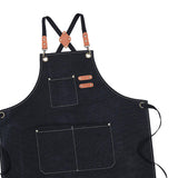 Maxbell Canvas Apron with Pockets Cross Back Bib Apron for Painting Work Shop Baking Black