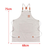 Maxbell Canvas Apron with Pockets Cross Back Bib Apron for Painting Work Shop Baking White