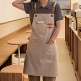Maxbell Canvas Apron with Pockets Cross Back Bib Apron for Painting Work Shop Baking White