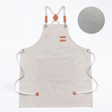 Maxbell Canvas Apron with Pockets Cross Back Bib Apron for Painting Work Shop Baking White