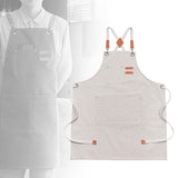 Maxbell Canvas Apron with Pockets Cross Back Bib Apron for Painting Work Shop Baking White