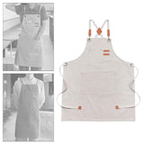 Maxbell Canvas Apron with Pockets Cross Back Bib Apron for Painting Work Shop Baking White