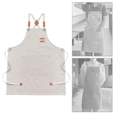 Maxbell Canvas Apron with Pockets Cross Back Bib Apron for Painting Work Shop Baking White