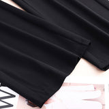 Maxbell Straight Wide Leg Womens Pants Girls Elastic Lady Loose suits Pants Trousers 2XL Black