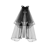 Maxbell Wedding Bridal Veil Headband Decorations Headpieces Ribbon Bowknot Hair Clip 70cm Without Light