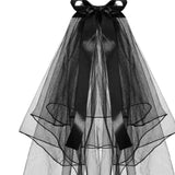 Maxbell Wedding Bridal Veil Headband Decorations Headpieces Ribbon Bowknot Hair Clip 70cm Without Light