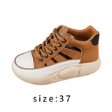 Maxbell Women Casual Shoes Thick Bottom Fashion Trainers Round Toe Platform Sneakers 37 Size Brown