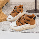 Maxbell Women Casual Shoes Thick Bottom Fashion Trainers Round Toe Platform Sneakers 37 Size Brown