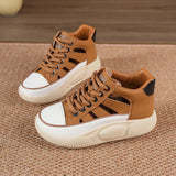 Maxbell Women Casual Shoes Thick Bottom Fashion Trainers Round Toe Platform Sneakers 37 Size Brown
