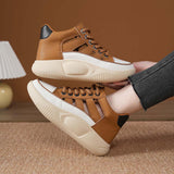 Maxbell Women Casual Shoes Thick Bottom Fashion Trainers Round Toe Platform Sneakers 37 Size Brown
