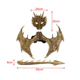 Maxbell Dinosaur Tail Mask Wing Sets Halloween Props Dragon Costume for Kids Gold