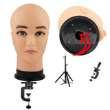 Maxbell Realistic Mannequin Head Foam Wig Display Stand for Make up Hat Hair Styling Men Black Base