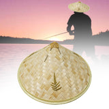 Maxbell Bamboo Braided Hat Beach Oriental Hat Girls Boys Handmade Hat Rice Paddy Hat style A